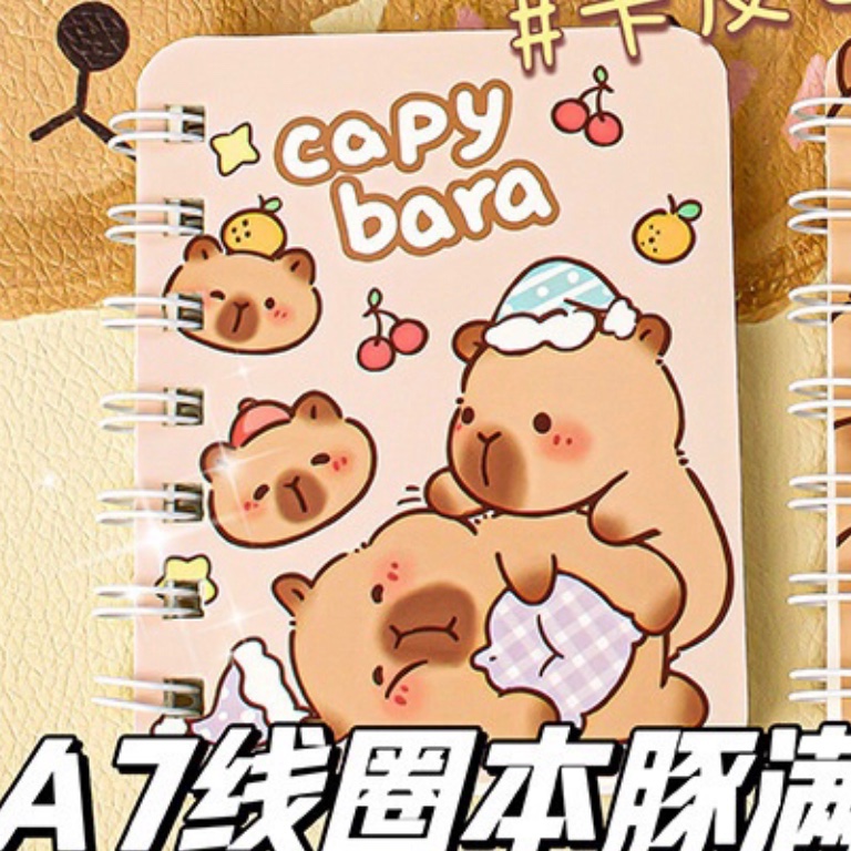 Sổ gáy xoắn A7 Capybara má hồng (160tr)