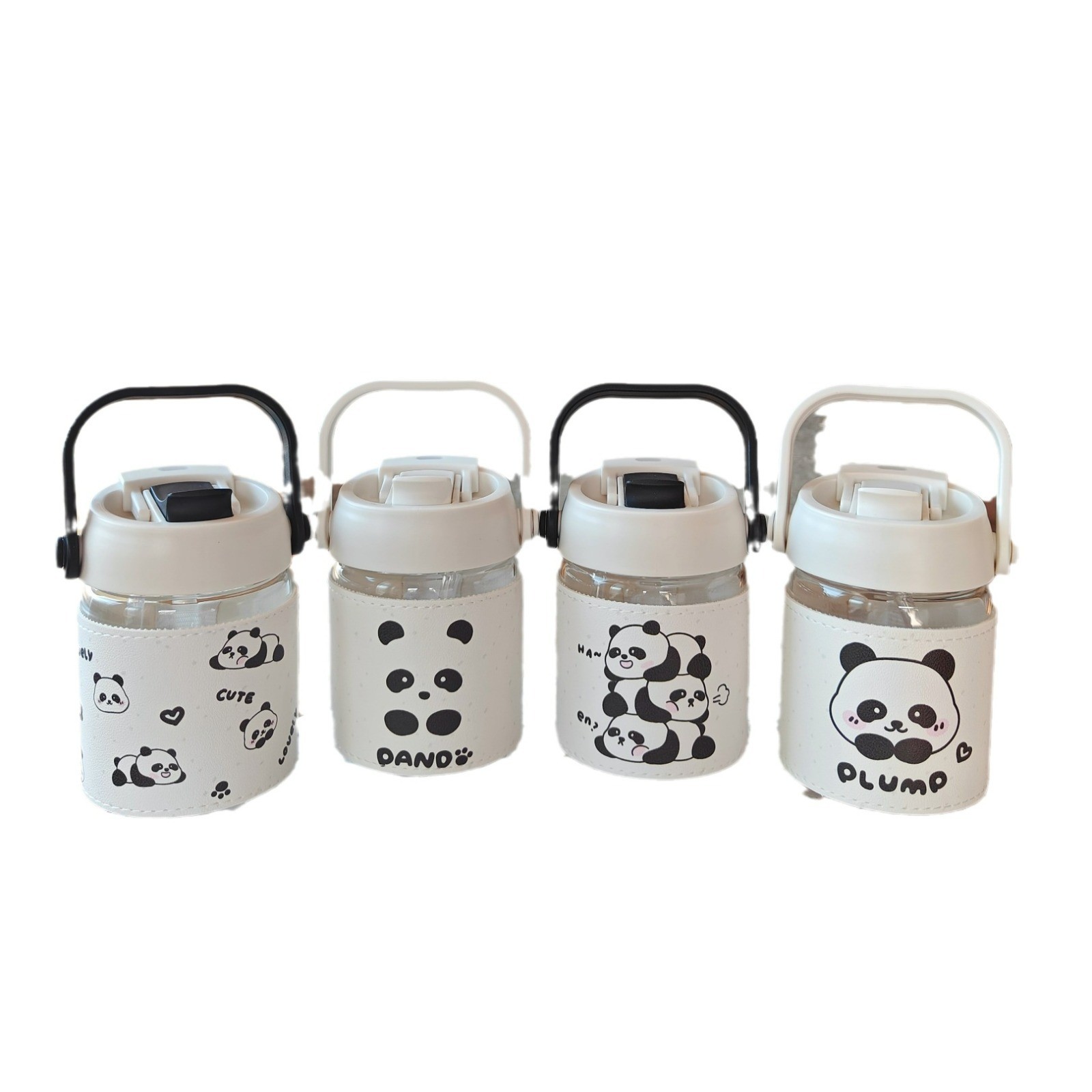 Bình thủy tinh kèm bao da Panda (500ml)
