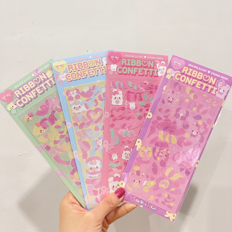 Sticker cán nhũ Ribbon Confetti