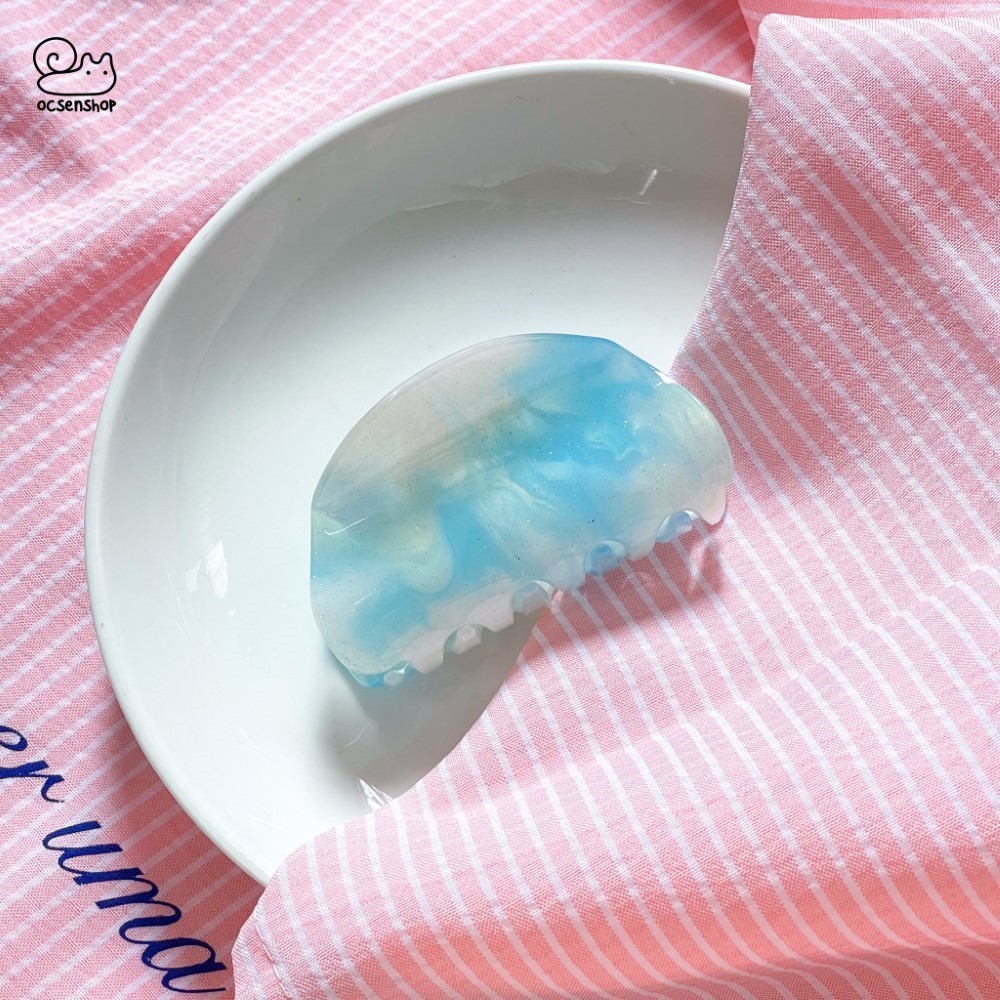 Kẹp càng cua chữ D marble nhũ (8cm)