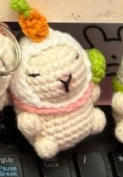 Móc khóa len Capybara cosplay