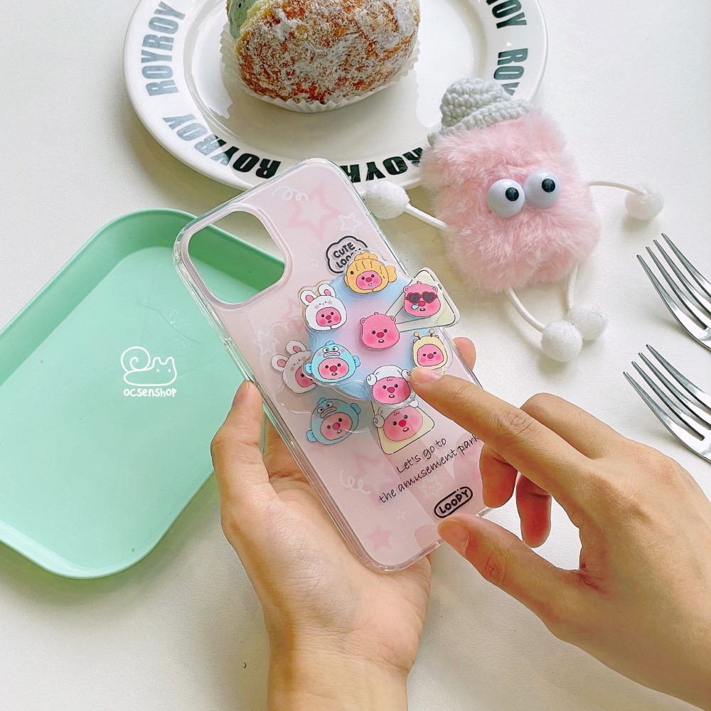 Ốp silicon Loopy kèm pop