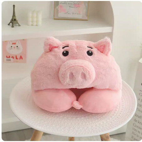Gối kê cổ lông mịn kèm mũ Động vật