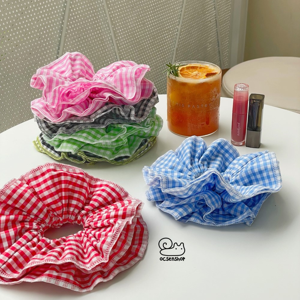 Scrunchie kẻ ô 4 lớp (18cm)