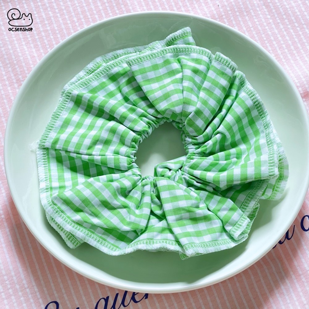 Scrunchie kẻ ô 4 lớp (18cm)