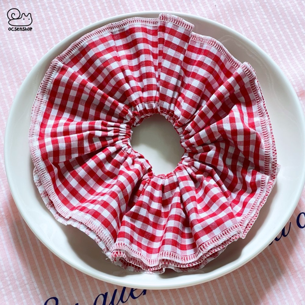 Scrunchie kẻ ô 4 lớp (18cm)