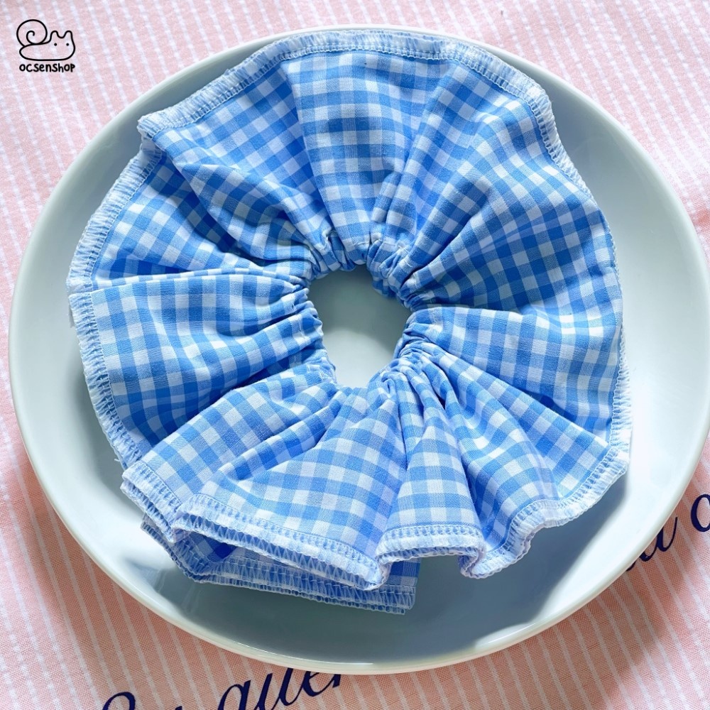 Scrunchie kẻ ô 4 lớp (18cm)