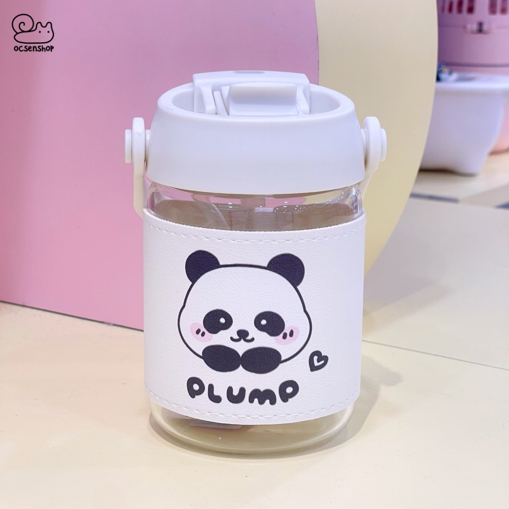 Bình thủy tinh kèm bao da Panda (500ml)