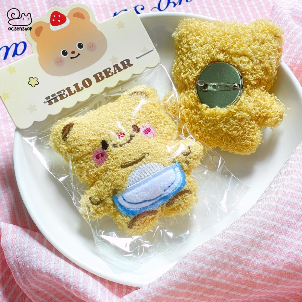 Pin cài áo bông Cheese bear
