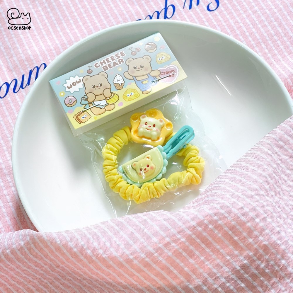Set chun + kẹp tóc Cheese bear (2c)