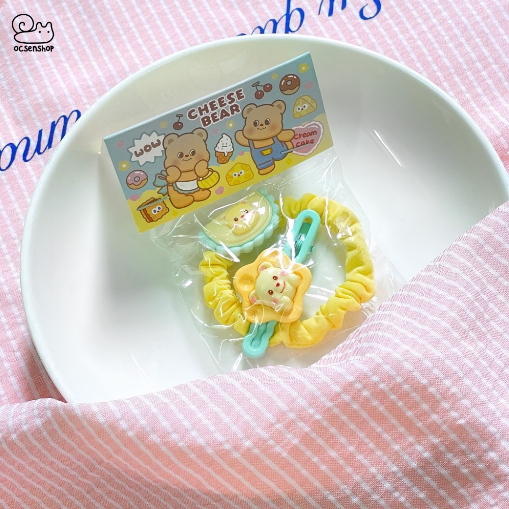 Set chun + kẹp tóc Cheese bear (2c)