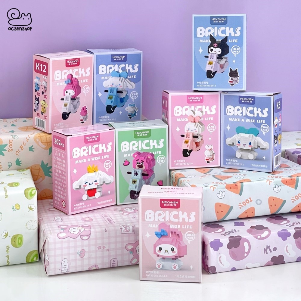 Bo xep hinh Bricks Sanrio lai xe