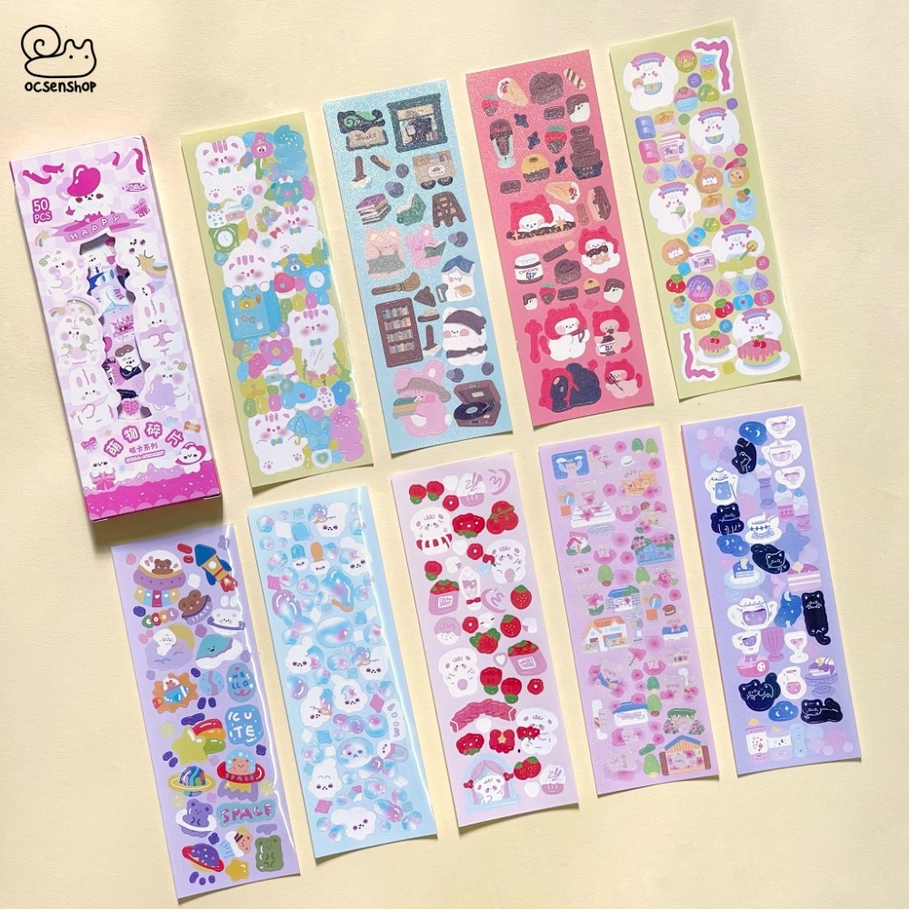 Set sticker Động vật happy (50 tấm)