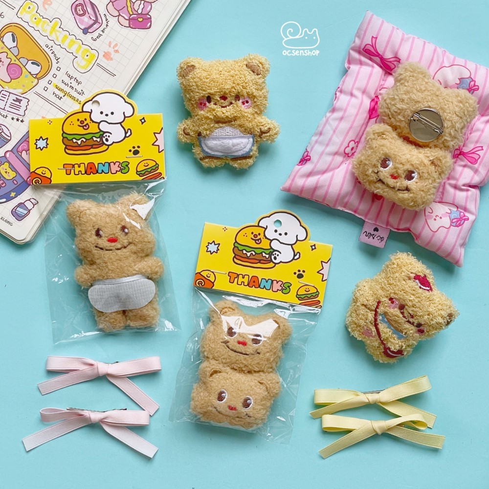 Pin cài áo bông Cheese bear