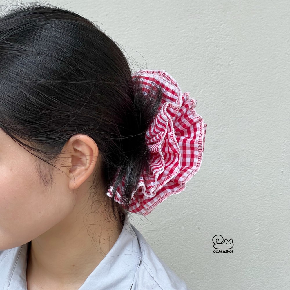 Scrunchie kẻ ô 4 lớp (18cm)