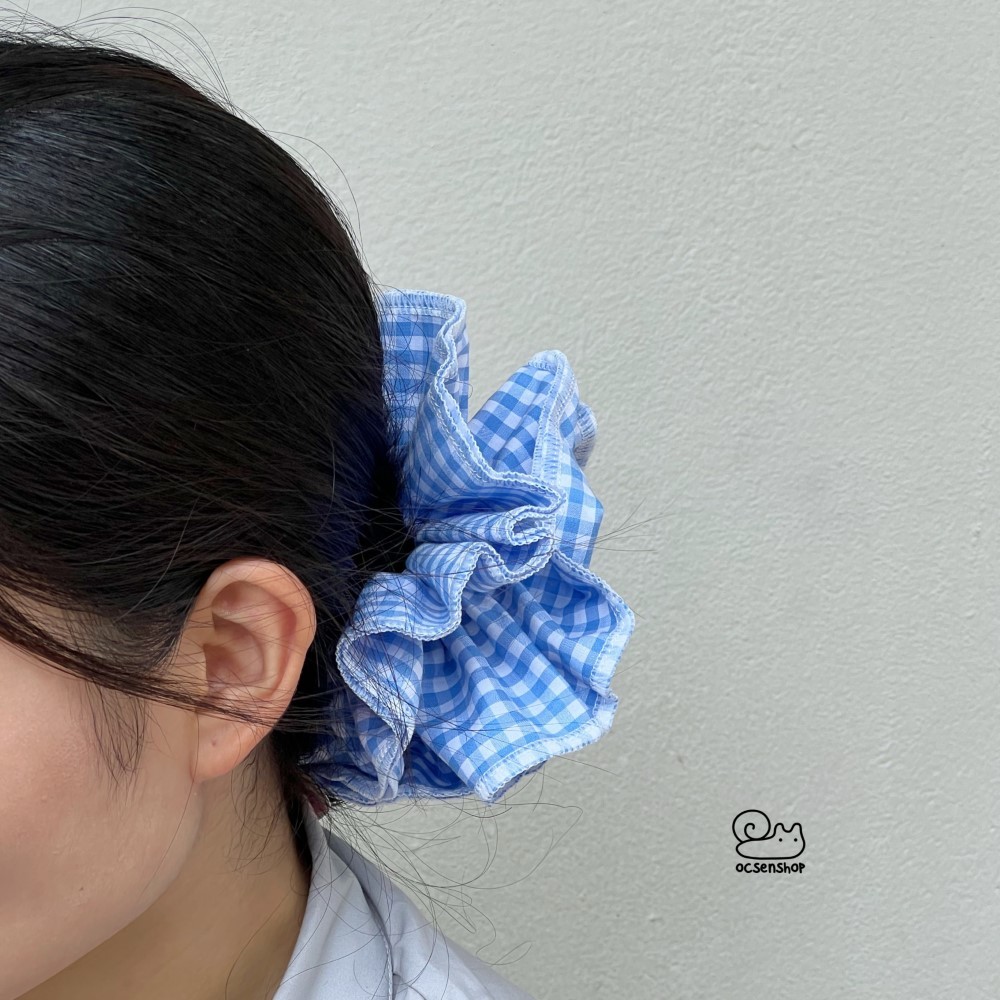 Scrunchie kẻ ô 4 lớp (18cm)