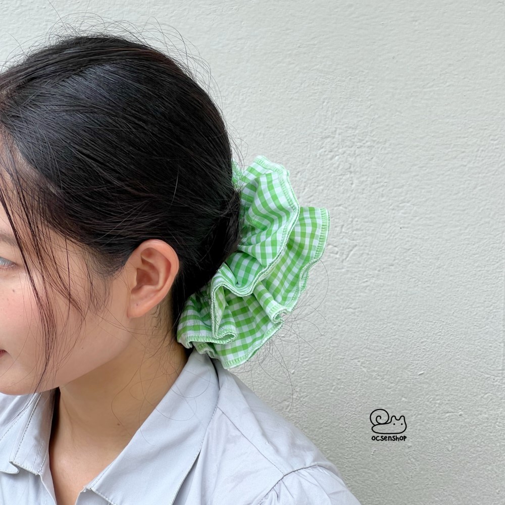 Scrunchie kẻ ô 4 lớp (18cm)