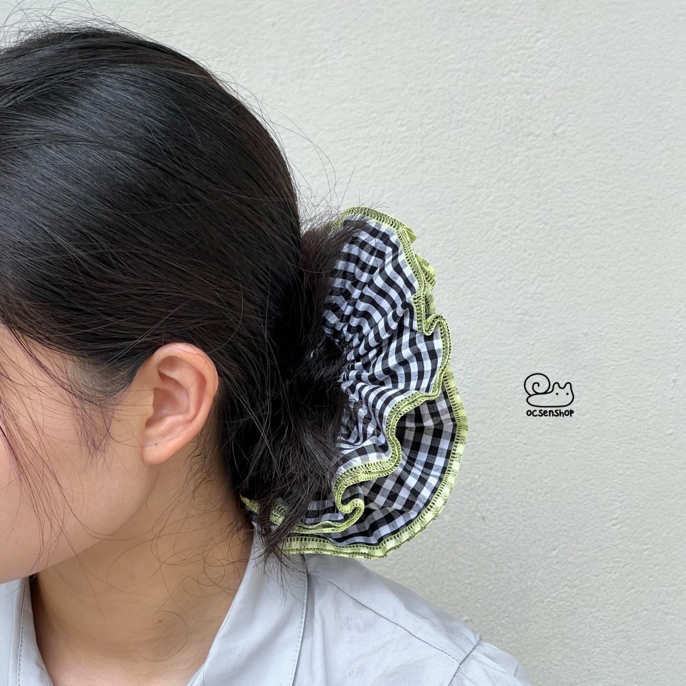 Scrunchie kẻ ô 4 lớp (18cm)