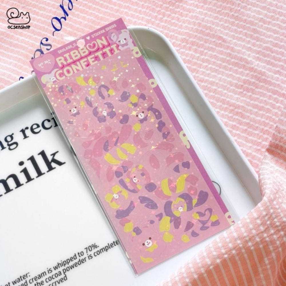 Sticker cán nhũ Ribbon Confetti