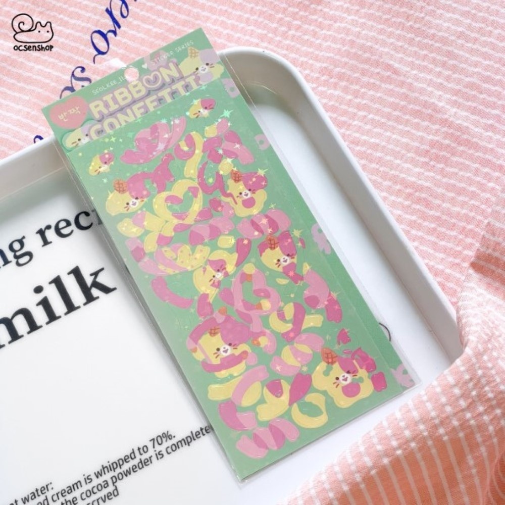 Sticker cán nhũ Ribbon Confetti