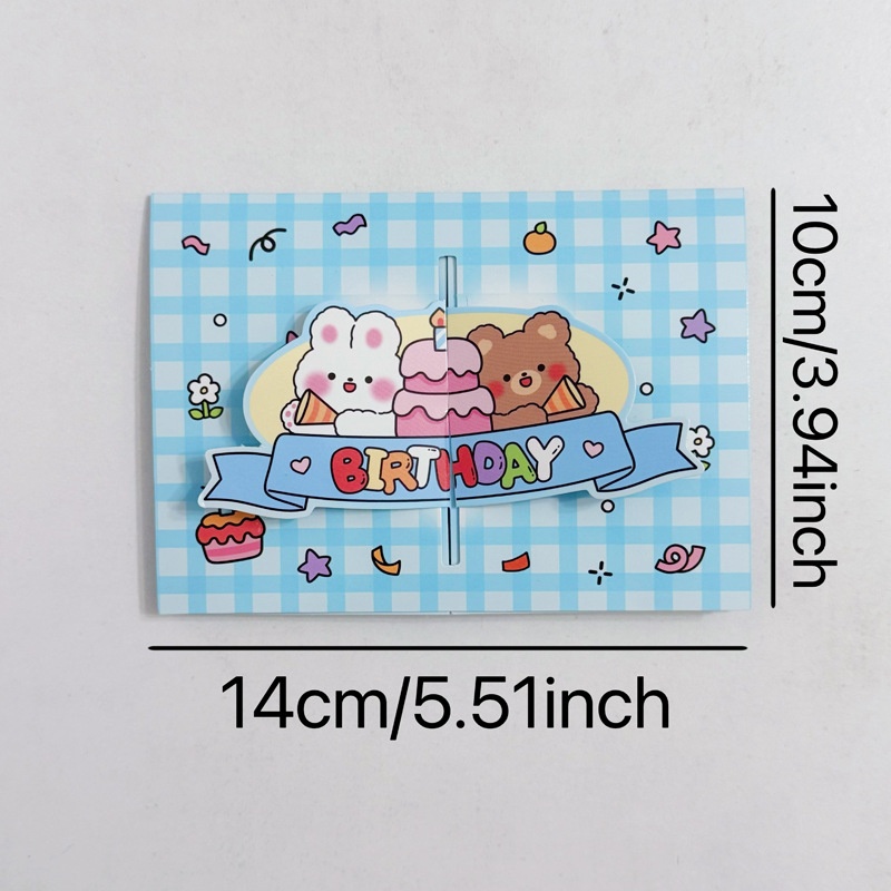 Thiệp gập 3D Động vật happy birthday (14x10cm)