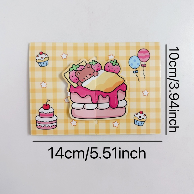 Thiệp gập 3D Động vật happy birthday (14x10cm)