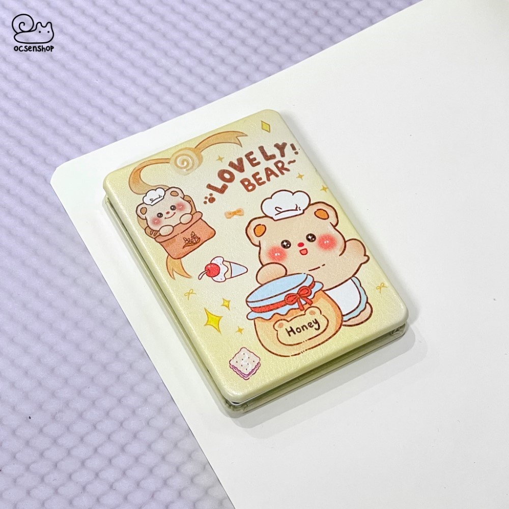 Gương bọc da 2 mặt chữ nhật Lovely Bear