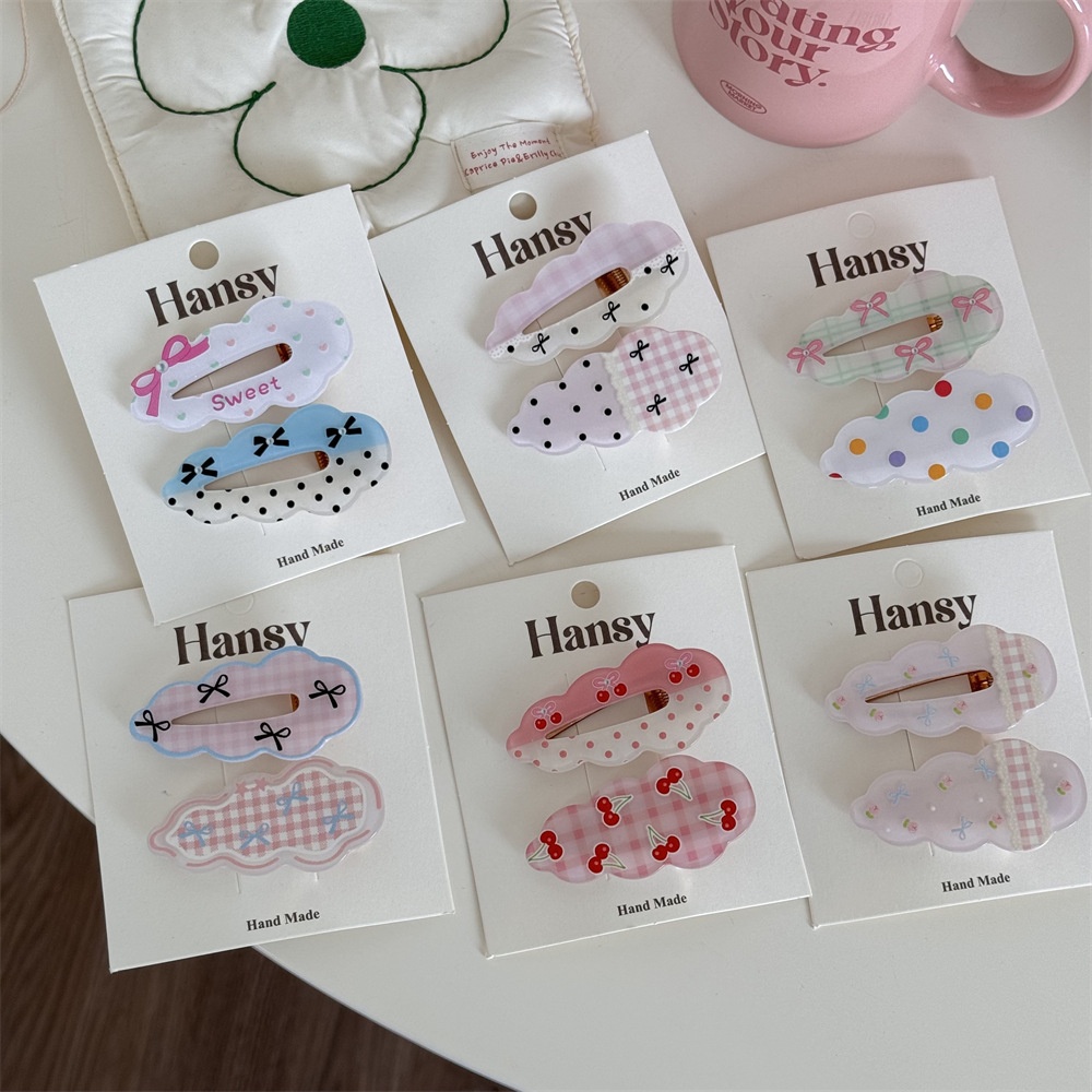 Set kẹp tóc đám mây họa tiết (2c)