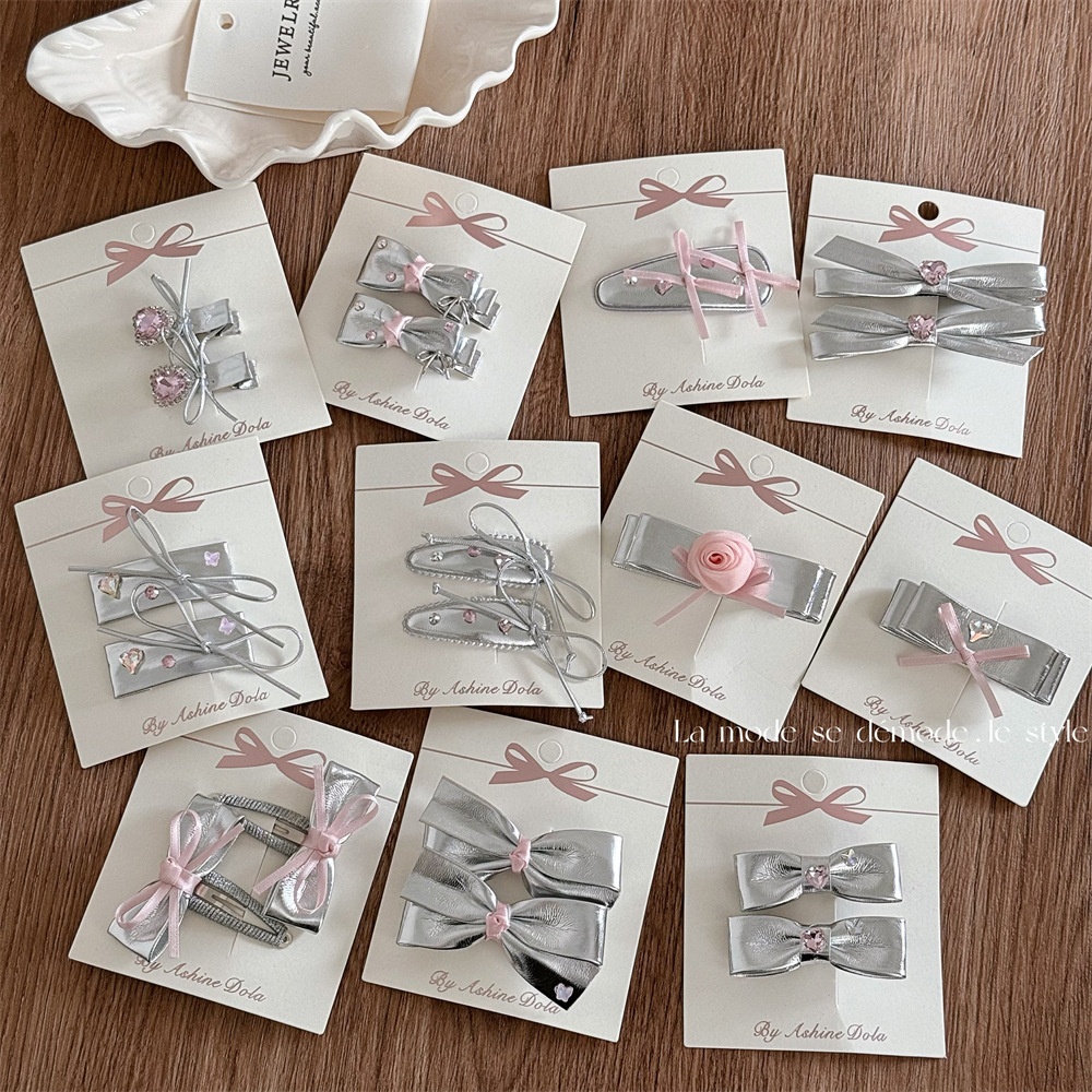 Set kẹp tóc Nơ bạc (2c)