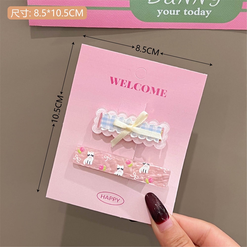 Set kẹp tóc chữ nhật họa tiết (2c)
