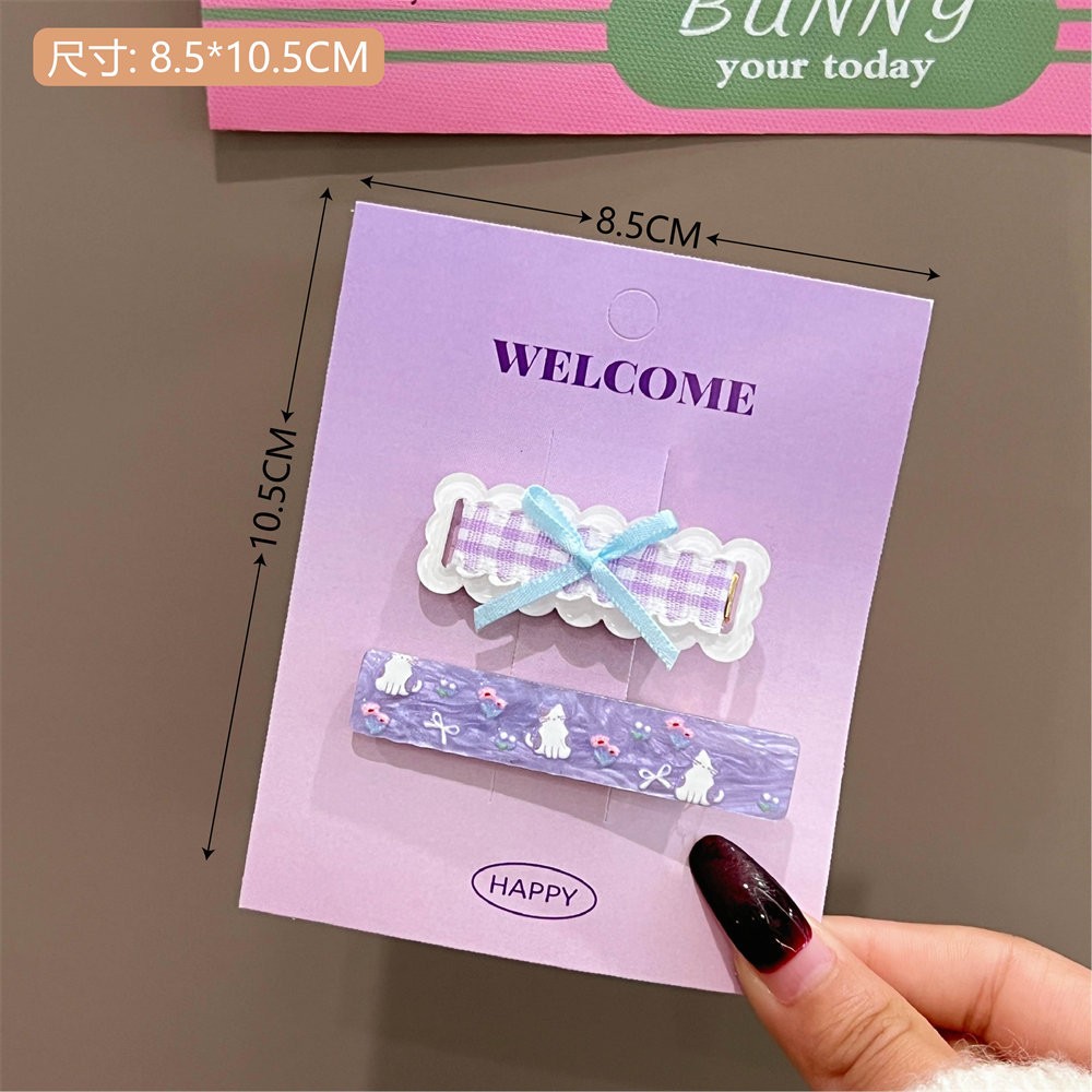 Set kẹp tóc chữ nhật họa tiết (2c)