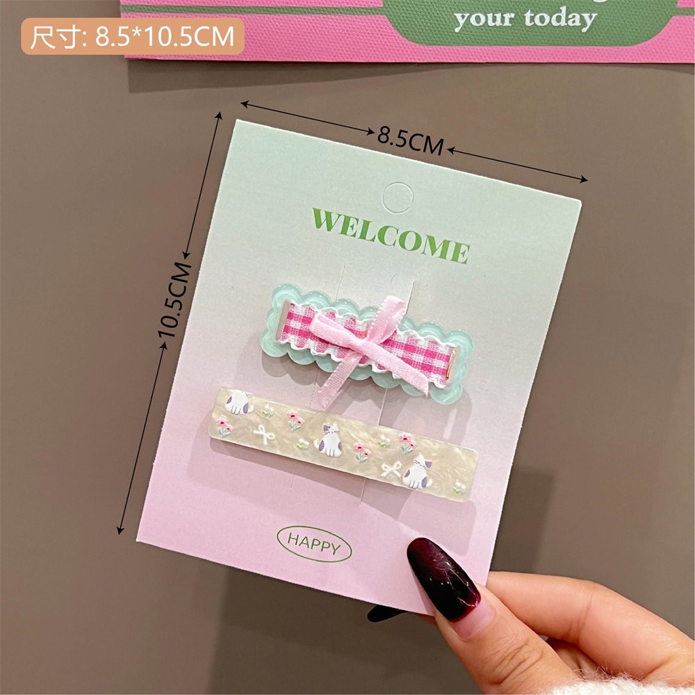 Set kẹp tóc chữ nhật họa tiết (2c)