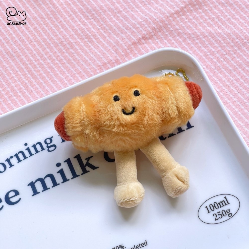Móc khóa bông Bánh cuộn xúc xích (11cm)