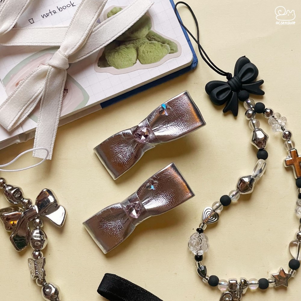 Set kẹp tóc Nơ bạc (2c)