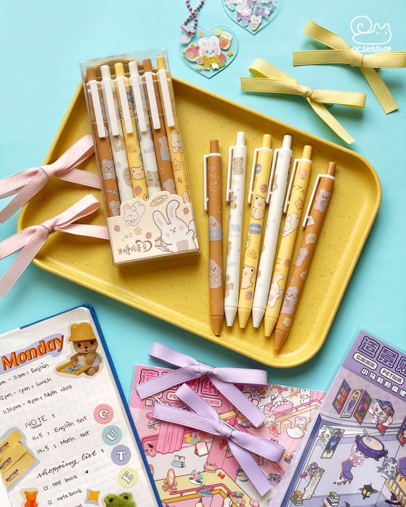 Set bút bi Gấu thỏ hello (0,5mm)(6c)