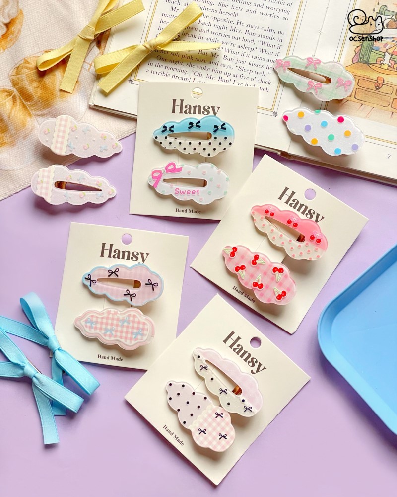 Set kẹp tóc đám mây họa tiết (2c)