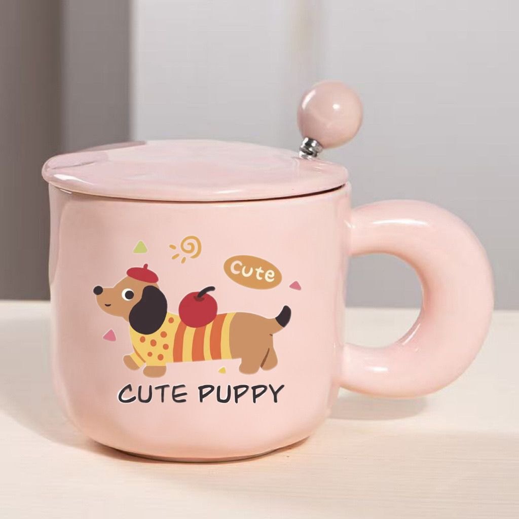 Cốc sứ Cute puppy kèm thìa (300ml)