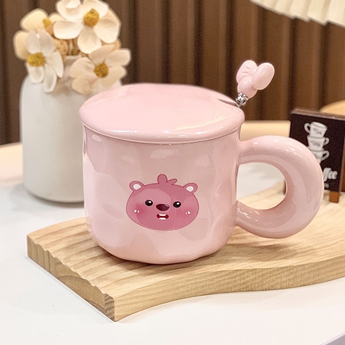 Cốc sứ Loopy kèm thìa nơ (400ml)