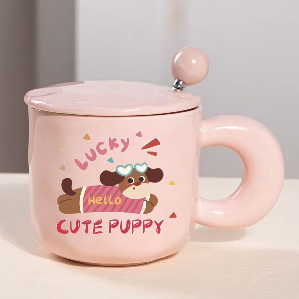 Cốc sứ Cute puppy kèm thìa (300ml)
