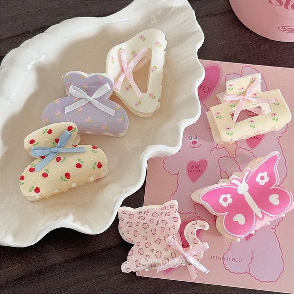 Kẹp càng cua đính nơ (5,5cm)