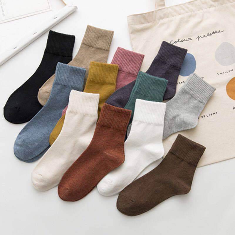 Tất cao cổ cổ sọc trơn màu