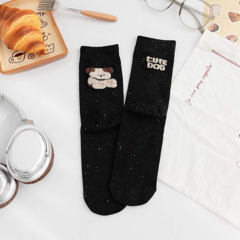Tất cao cổ nền chấm nhiều màu