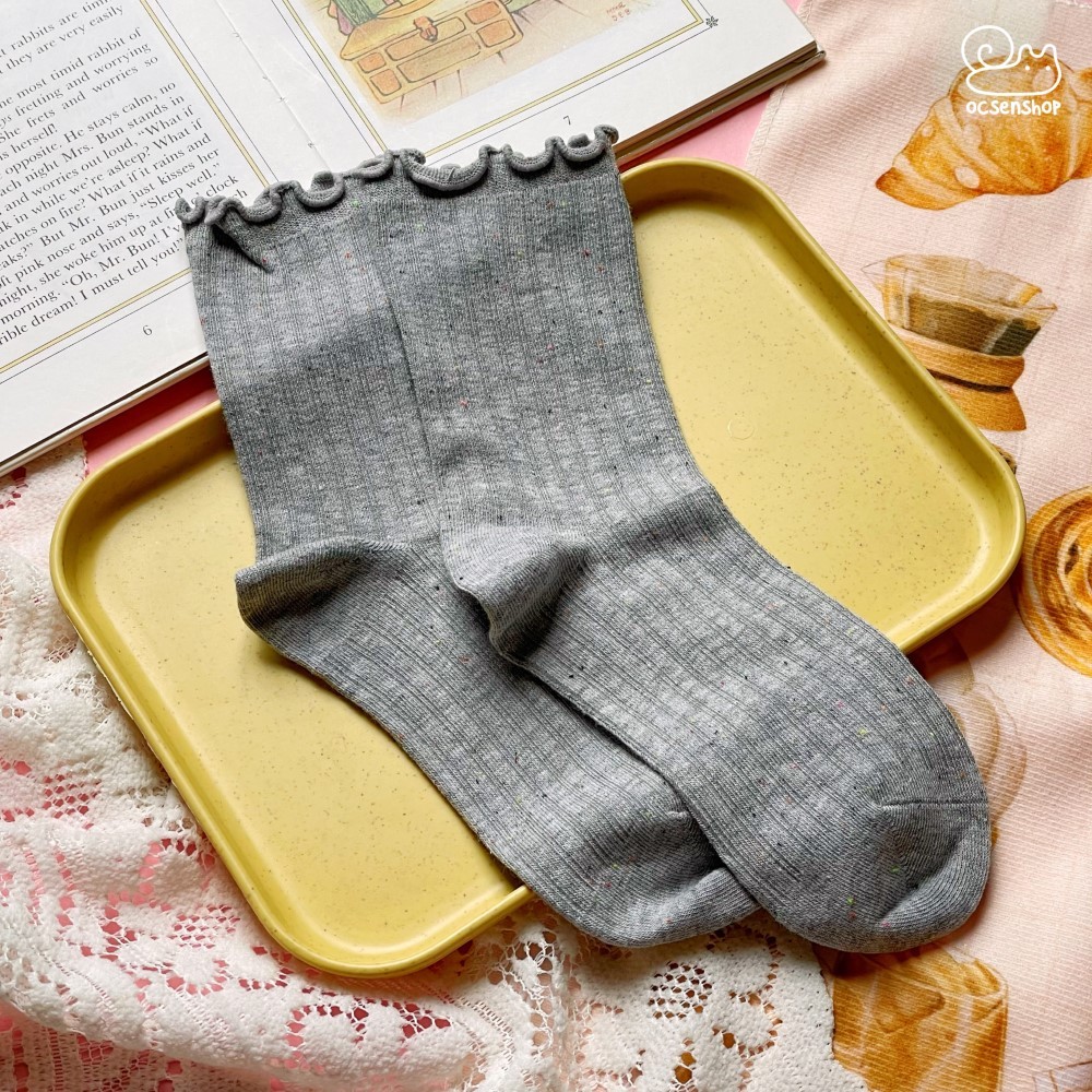 Tất cao cổ cổ xoăn trơn màu