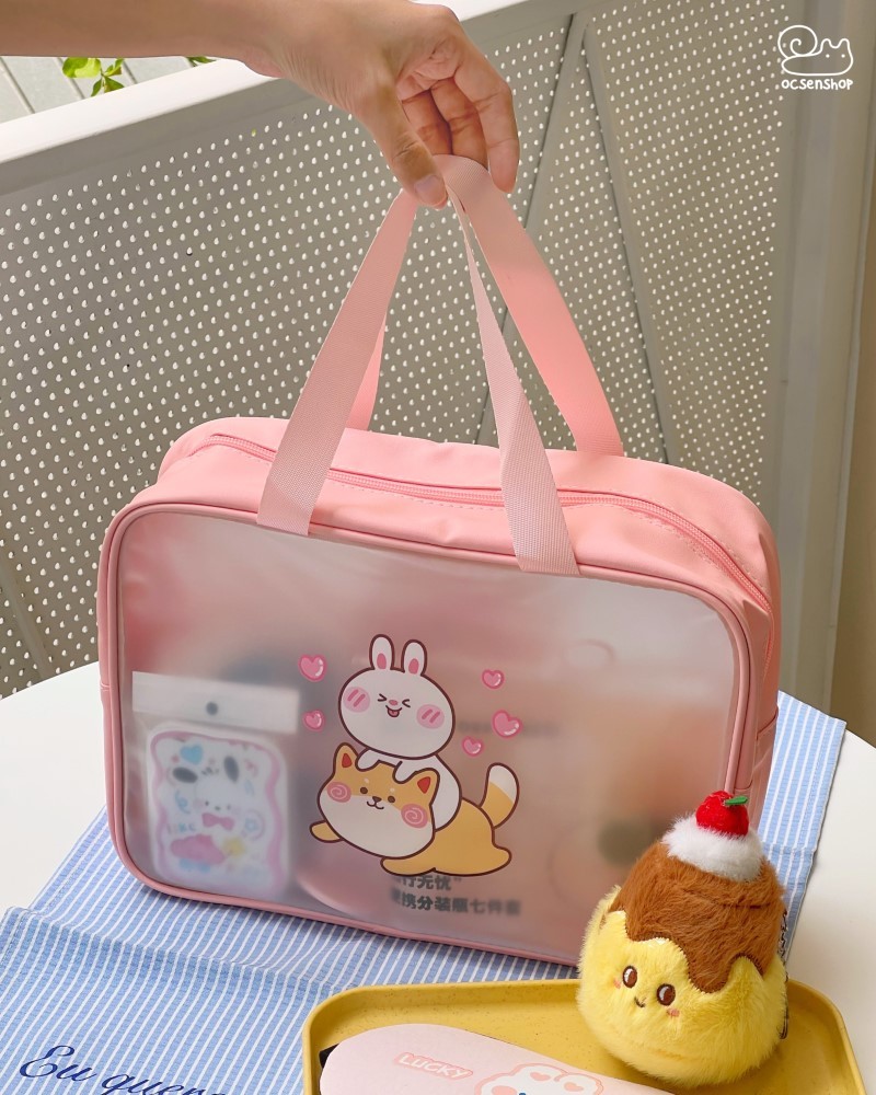 Túi đựng mĩ phẩm Thỏ cưỡi Shiba (30x12x20,5cm)