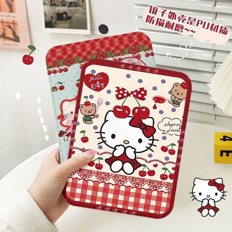 Gương gập bọc da Hello Kitty