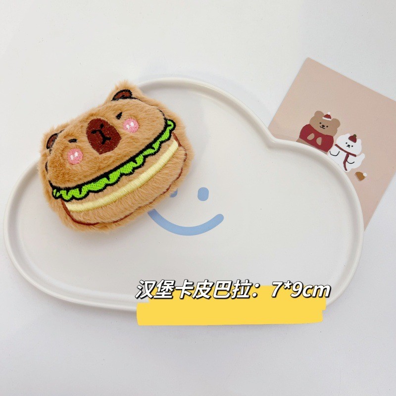 Pin cài áo bông Capybara cosplay đồ ăn