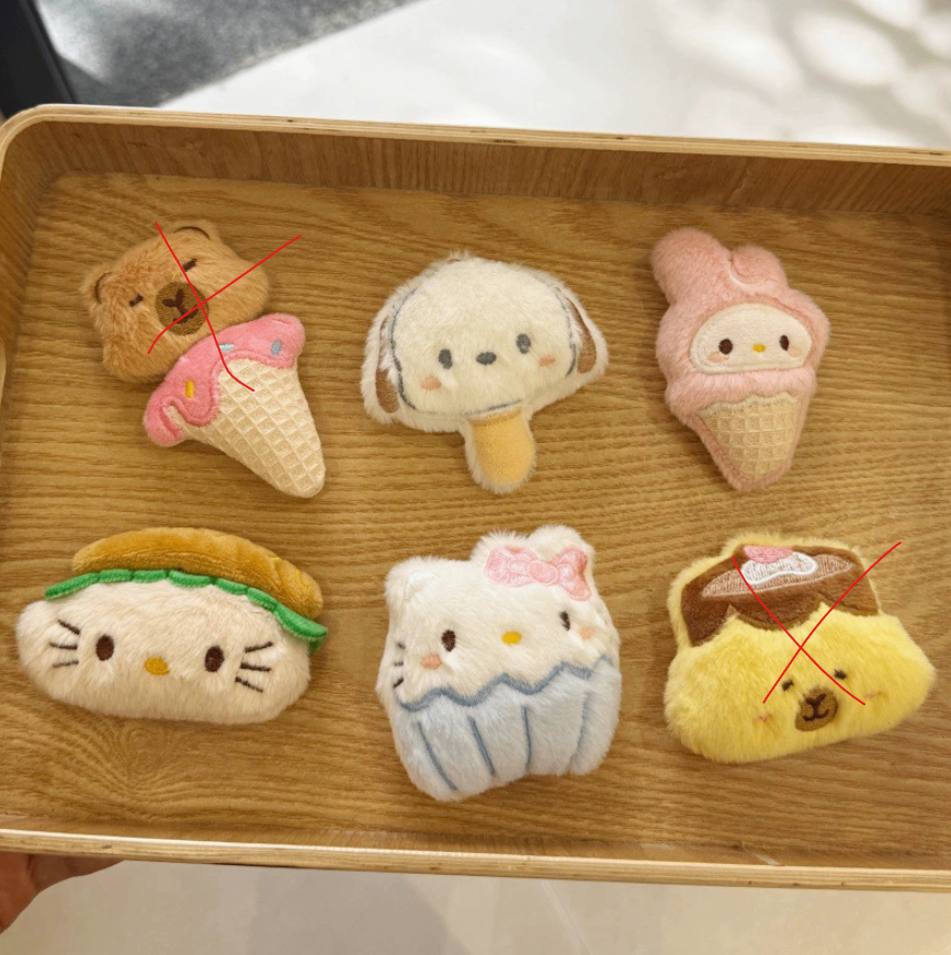 Pin cài áo bông Sanrio cosplay đồ ăn