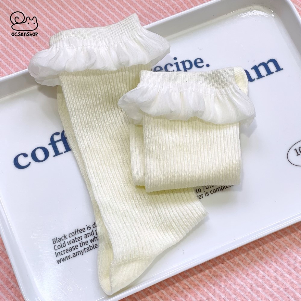 Tất cao cổ Lolita viền ren