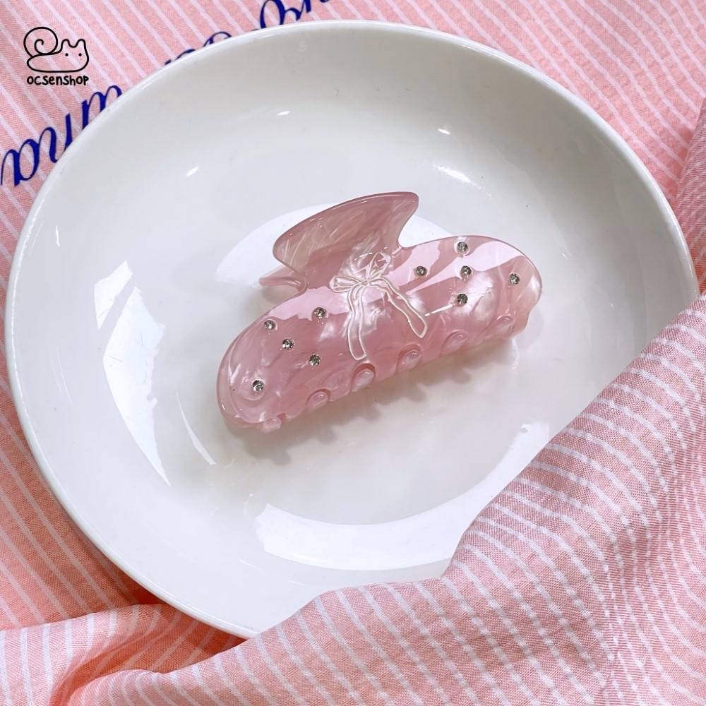 Kẹp càng cua bán nguyệt đính đá (8,8cm)
