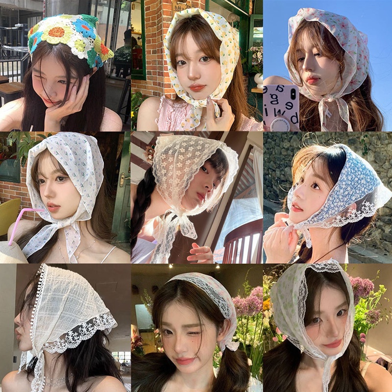 Khăn tam giác viền ren